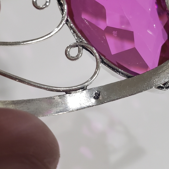 Pink Rubellite bracelet, 925 silver large pink rubellite adjustable cuff bangle - Picture 10 of 13